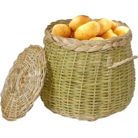 Resim Hasır Sepet Patates Soğan Sepeti Doğal Hasır Kapaklı Sepet Çok Amaçlı Organizer Saklama Sepeti 