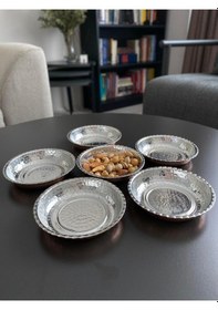 Resim 6'lı Kulpsuz Bakır Çerezlik-kahvaltılık-reçellik-sunumluk Set 12 Cm X 2,3 Cm Bakır 