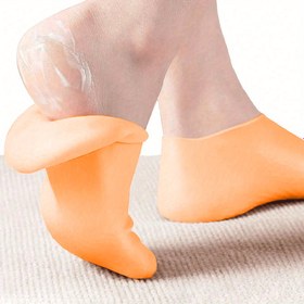 Resim 1 Çift Kadınların Parlak Turuncu Silikon Çorapları Kuru Çatlamış Ayaklar İçin - Ayak Maskesi Jel Pedlerle Topuk Çatlakları İçin, Sert Hafif Bej ve Post-Pedikür Bakımı Yumuşatır, Seyahat Dostu Tasarım, Ayak Bakımı Çorapları, Cilt Bakımı Aksesuarı, Şık Çorap Tasarımı, Esnek Çorap Malzemesi 