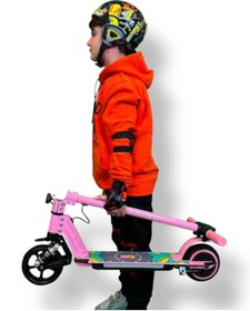 Resim ASENASHOP Elektrikli Çocuk Amortisörlü Led'li Scooter 130 W ( Dizlik Ve Dirseklik ) 