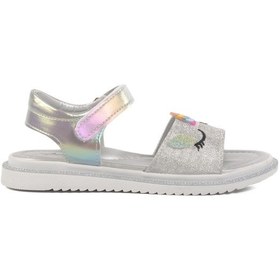 Resim Aspor Gümüş Simli Cırtlı Ortopedik Kız Çocuk Düz Sandalet Çok Renkli 