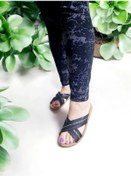 Resim Günlük Taraklı Ayak İçin Uygun Çapraz Tasarım Ev Ve Dışarı Terliği Siyah 