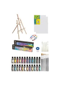 Resim 3 Ayaklı Şövale Rich Master Mix 60 Cc Akrilik 12 Li Canlı Renkler Pastel Renkler Şövale Seti 