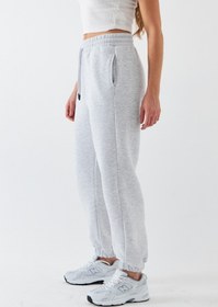 Resim Oversize Unisex Eşofman Altı Gri Melanj - 3 İplik Şardonlu, Paça-Bel Lastikli, Cepli, Rahat Kesim - 2XL / GRİ MELANJ 
