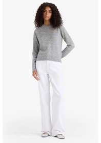 Resim Defacto Regular Fit Bisiklet Yaka Basic Düz Soft Touch Yumuşak Triko Kazak D8678ax25wngr456 Gri-gr456 