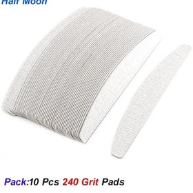 Resim 10 Adet Yarım Ay Çıkarılabilir Zımpara Tırnak Törpüsü Çelik Saplı 80/100/180/240 Metal Yedek Dosyalar Pedleri Tek Kullanımlık Manikür Derin Mavi 