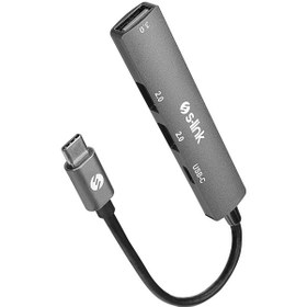 Resim S-link Swv-usbc023 4in1 Gri Metal Type-c Hub: Usb 3.0, 2x Usb 2.0 Ve Pd Şarj Adaptör 