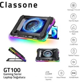 Resim Storemax GT100 Gaming Laptop Sogutucu 2200RPM, Rgb Işıklı, LED Soğutucu 