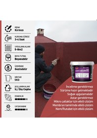 Resim Alkoru 5 Kg Kırmızı Kumlu Likit Membran Renkli Reçine Esaslı Sıvı Su Yalıtım Malzemesi 
