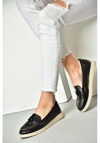 Resim Fox Shoes P555014103 Siyah Hakiki Deri Kadın Ayakkabı Siyah 