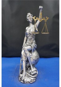 Resim Themis Adalet Tanrıçası Heykeli 34 Cm Dünya Üstünde Dekoratif Biblo, Ev & Ofis Aksesuarı Gümüş 