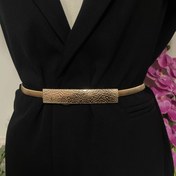 Resim Kadınlar İçin Metalik Altın Kemer - Ayarlanabilir Bel Sıkılaştırıcı, Elbise, Pantolon ve Etekler için Şık ve Günlük Kullanım - Düğün, Parti, Ofis ve Özel Günler için Dolgusuz Kemer 