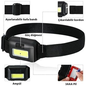 Resim Mercampoutdoor Güneş Enerjili Çok Fonksiyonlu Kamp Feneri + Kafa Bantlı Led Işık Ayarlanabilir Kafa Lambası Beyaz 
