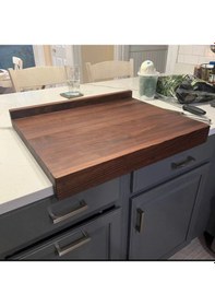 Resim Ahşap Hamur Açma Tahtası - Trend Kesme Tahtası - Tezgah Üstü Kesme Tahtası - Et Kesme Tahtası Kahve Ahşap 