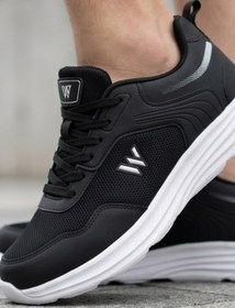 Resim Comfy Step Siyah Beyaz Günlük Spor Sneaker - Kaymaz Taban Konfor Serisi Erkek Ayakkabı 