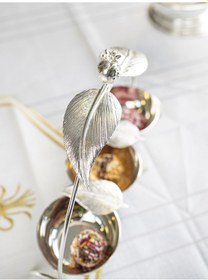 Resim Gümüş Kaplama Çerezlik 3 Hazneli Nar Yaprak Detaylı 