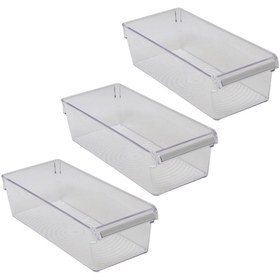 Resim Prima Nova Buzdolabı Içi Organizer Dolap Içi Düzenleyici Saklama Kabı 360*150*100 Mm Şeffaf 3 Lü Set 