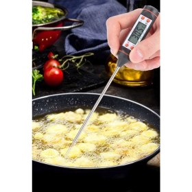 Resim Mutfak Termometresi Gıda Sıvı ve Katı Isı Ölçer Sıcak ve Soğuk Ölçer Dijital Ekran Pilli 
