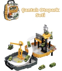 Resim HEROES Çantalı Askeri Arabalı Otopark Seti - Çocuk Eğitici Öğretici Eğlenceli Oyuncak Set 