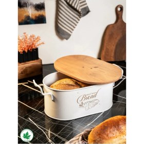 Resim Doremcy Ahşap Kapaklı Tel Kulplu Metal Ekmeklik Beyaz 