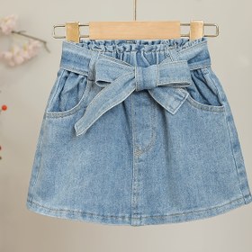 Resim Kızlar için Rahat Eğimli Etek, Düz Renk, Hafif Esnek Kumaş, Cep Detaylı, Bahar/Yaz/Sonbahar için 