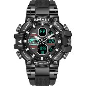 Resim Hanyang Siyah Smael Renkli Askeri Spor Izle Erkekler Otomatik Tarih Ikili Zaman LED Ekran Saatler 5 Bar Su Geçirmez Kuvars Kol Saati Часы 8027 (Yurt Dışından) 