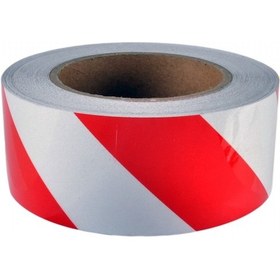 Resim Carub Fosforlu Bant Çapraz 5 Cm X 25 Mt Kırmızı-Beyaz Br2406001 