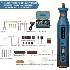 Resim Genel Markalar 7.4V Yüksek Güçlü Lityum Elektroplakaj Şarj Edilebilir Taşlama-Parlatma Makinesi (66 - Parça Seti) 