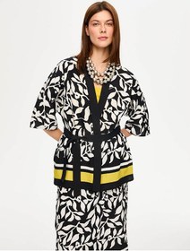 Resim Faik Sönmez Eteği Sulu Monochrome Desen Kimono S26kmn001 Us26kmn00110 Siyah 