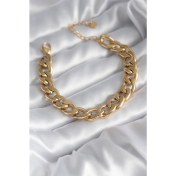 Resim Shopzum 316L Çelik Gold Renk Zincir Model Kadın Bileklik 