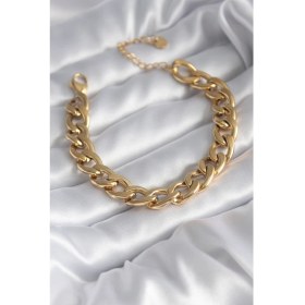 Resim Shopzum 316L Çelik Gold Renk Zincir Model Kadın Bileklik 