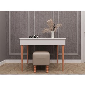 Resim Asra Trend %100 Mdflam Aynalı Makyaj Masası Mam-01 Beyaz Beyaz 