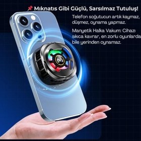 Resim Coofbe 6000 RPM Turbo Fan Işıklı Magsafe İle Uyumlu Telefon Soğutucu Radyatör Tüm Telefonlara Uyumlu 