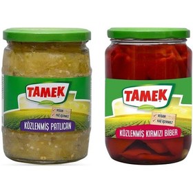 Resim Tamek Közlenmiş Biber Ve Patlıcan Cam Kavanoz 2 Li 