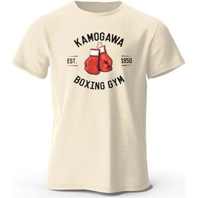 Resim Bolferkek Boks T-shirt Kbg Baskı Anime Grafik Tees Üstlerbej Bej 