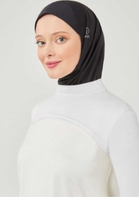 Resim Melodi Scarf Kadın Tesettür Balıkçı Dik Yaka Boyunluklu Kolluk Beyaz 