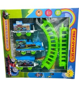 Resim Sıfır312 Raylı Vagonlu Pilli Thomas Tren Seti - 1 Lokomotif 2 Vagonlu Pilli Sesli Hareketli Tren Seti 