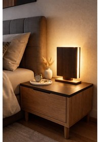 Resim Kayın Masif Ahşap Gece Lambası Ahşap 