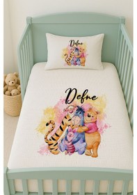 Resim %100 Pamuk İsme Özel İsimli 100x150 Cm Pike Seti Winnie Ve Arkadaşları 