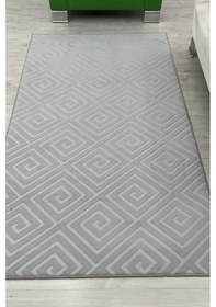 Resim Lüle Halı Delüx Kabartmalı Düz Renk Üstün Kalite De Kaymaz Tabanlı Yolluk Halı Gri 