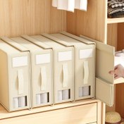 Resim 4 adet Yatak Örtüsü ve Depolama Düzenleyici Set - Bakım Penceresi ile Katlanabilir, Büyük Kapasiteli Gri ve Bej Poşetler - Çarşaf, Yastık ve Nevresim Kapakları için - Non-Woven Kumaş, Klasik Tasarım, Yatak Altı Depolama 
