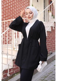 Resim Misskayle Cep Detaylı Kimono Takım Siyah Siyah 