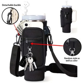 Resim 40oz Yalıtımlı Su Şişesi Taşıyıcı Saplı - Neopren Kılıf, Pembe'den Maviye Geçiş Tasarımı, Spor, Yürüyüş ve Dış Mekan Maceraları için Dayanıklı Kloropren Kauçuk 