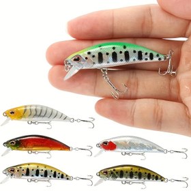 Resim 1 adet 5.5cm/5g Batan Minnow Wobblers Balık Yemi, 2.17 inç/0.18oz Yapay Plastik Sert Minnow Jerkbait, Balıkçılık Takımı 