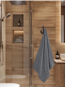 Resim Bej Banyo Havlusu Tekli Dora 90x150 Cm Yüksek Emici Gri 