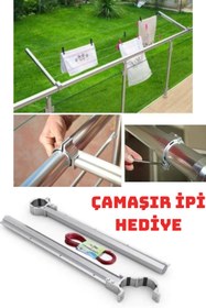 Resim LİGROUND Alüminyum Balkon Küpeşte Çamaşır Askısı - Kurutmalık Çamaşır Ipi Hediye 