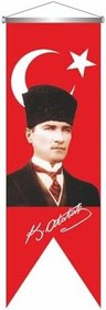 Resim ZC Bayrak Kemal Atatürk Imzali Türk Bayrağı Saten Kırlangıç Flama 