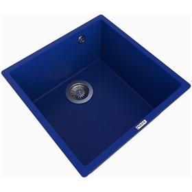 Resim Polex Cristalüx Granit Evye P-X40 Mavi Tezgah Altı Ve Tezgah Üstü Kare Mutfak Evyesi 53.8x44 CM 