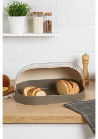 Resim Şeffaf Kapaklı Büyük Boy Ekmek Kutusu Hijyenik Ekmek Saklama Kabı Bej 