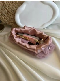 Resim Kalpli Saten Astarlı Peluş Kalemlik 124-Pembe 